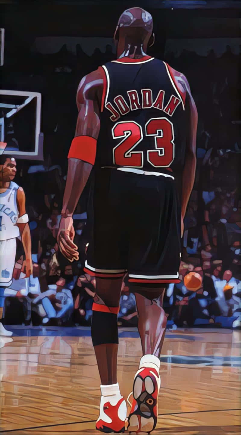 Michael Jordan Flexing His Muscles On The Court. Wallpaper