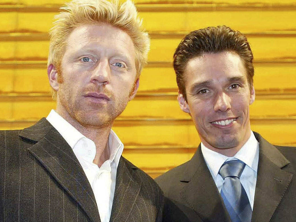 Michael Stich Boris Becker In Suits Wallpaper