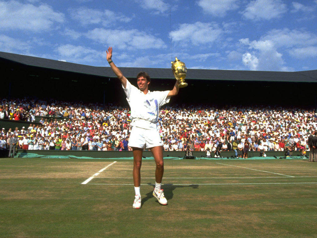 Michael Stich Posing With Trophy Wallpaper