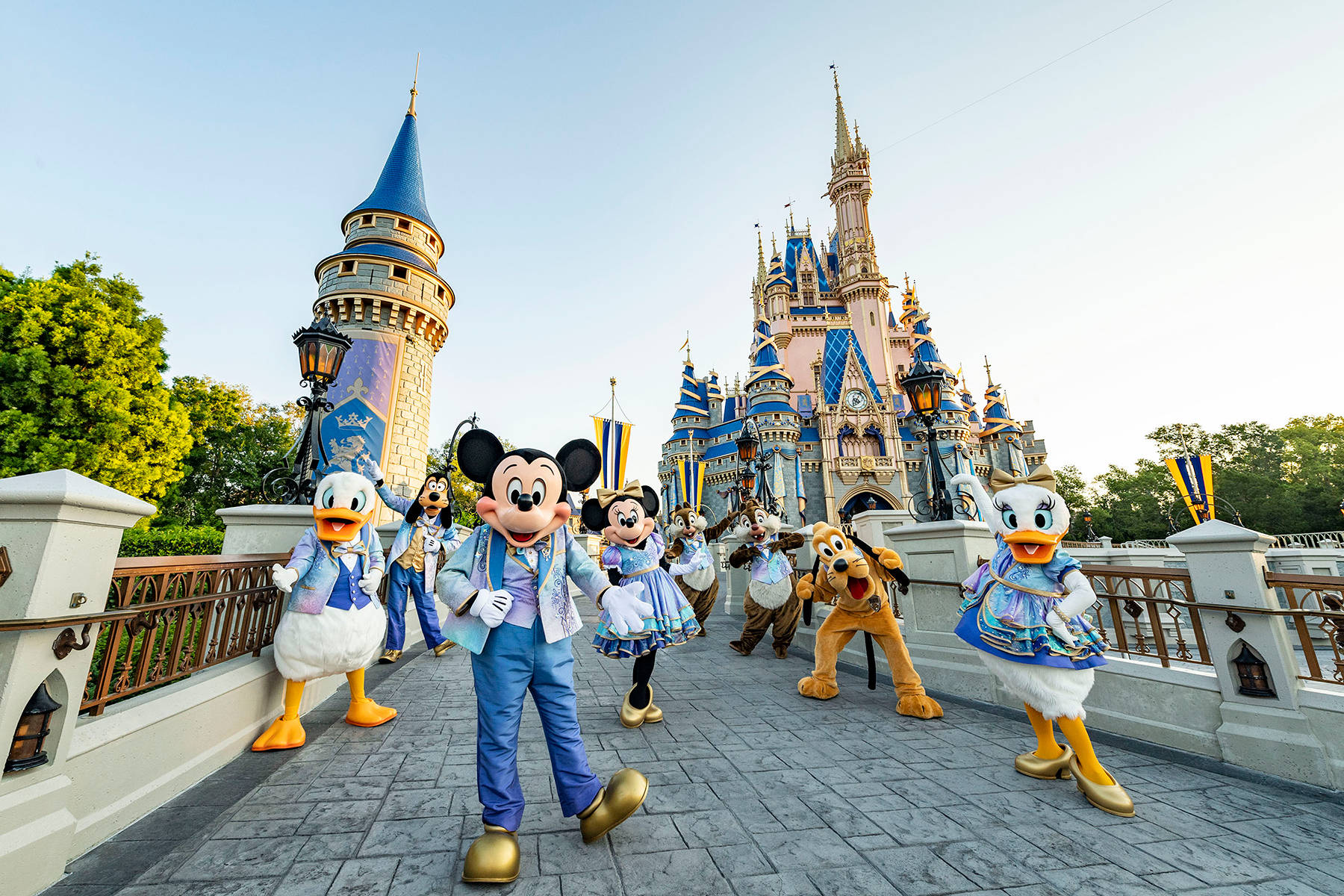 Mickey And Friends Dancing Disney Castle Wallpaper