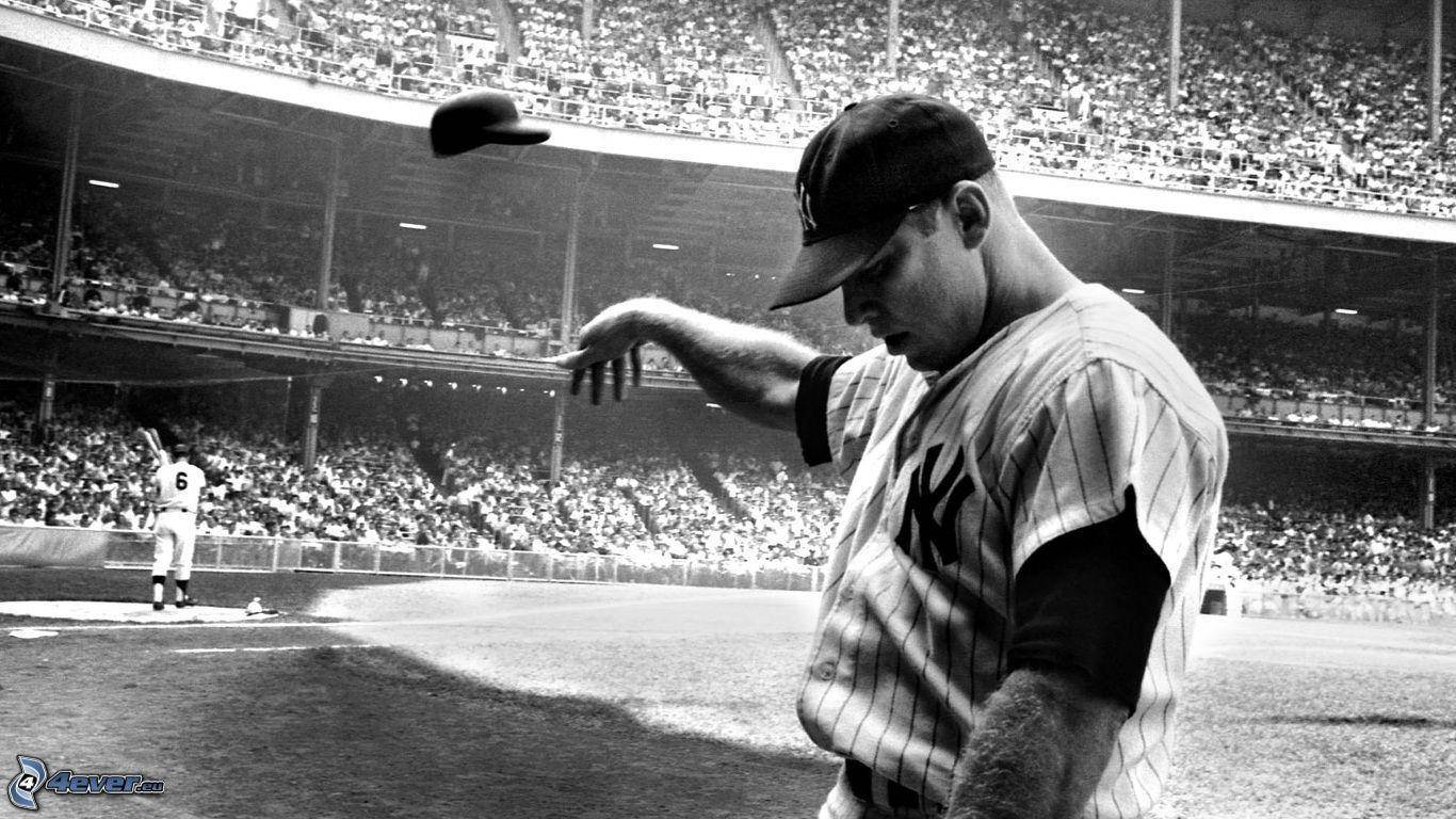 Mickey Mantle Throwing Cap Wallpaper