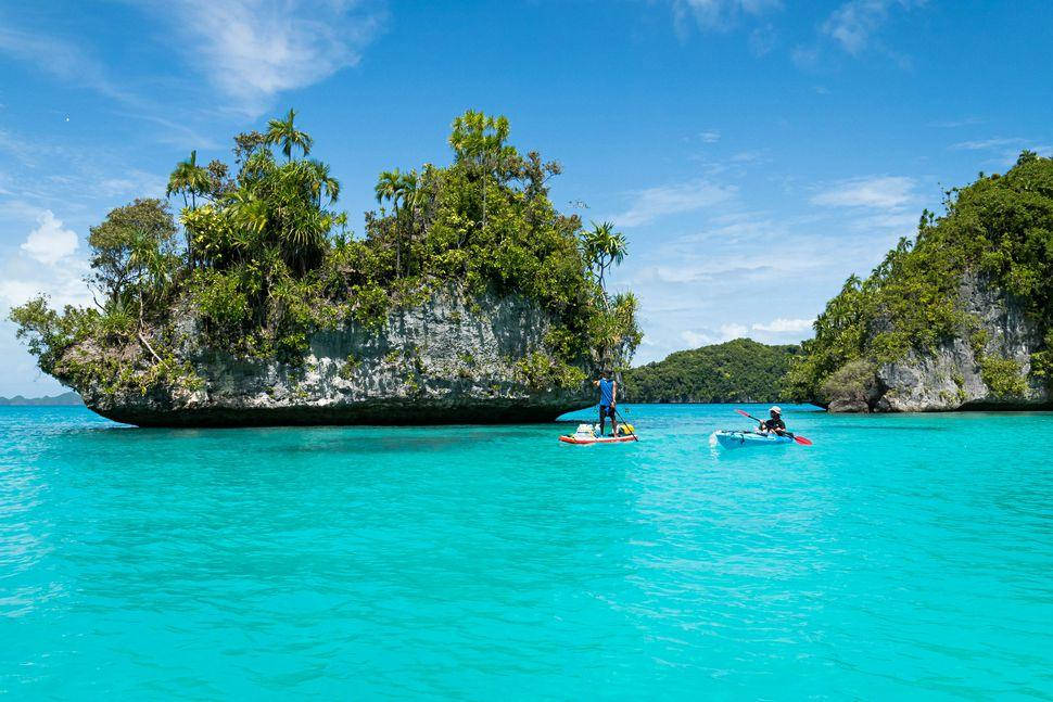 Micronesia Rocky Islet Boats Wallpaper