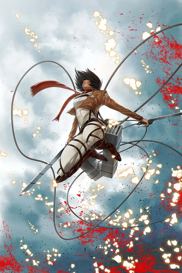 Mikasa Ackerman Season4 Action Wallpaper