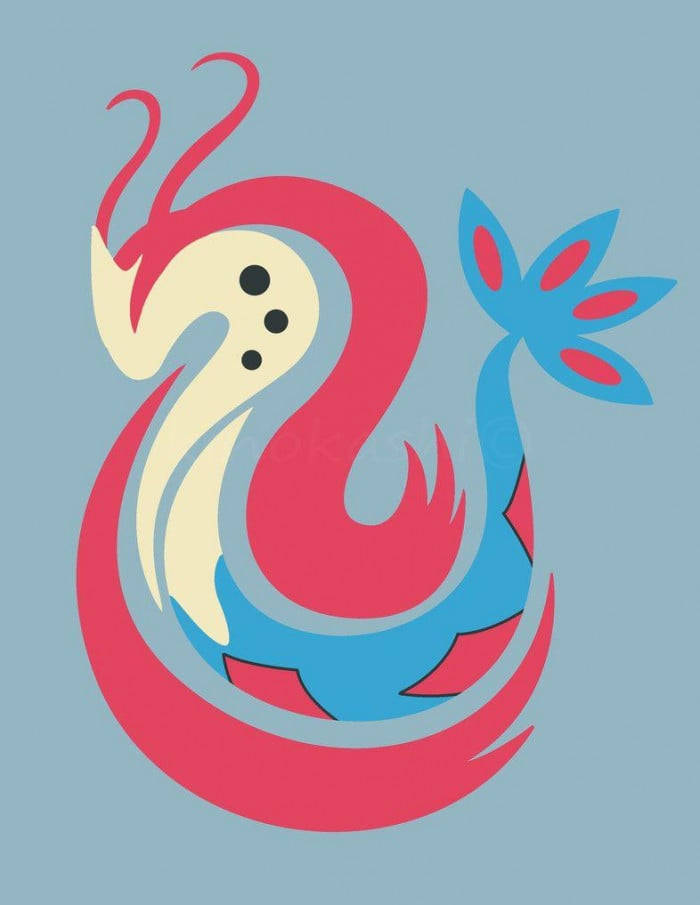 Milotic Sleeping Outwork Gray Background Wallpaper