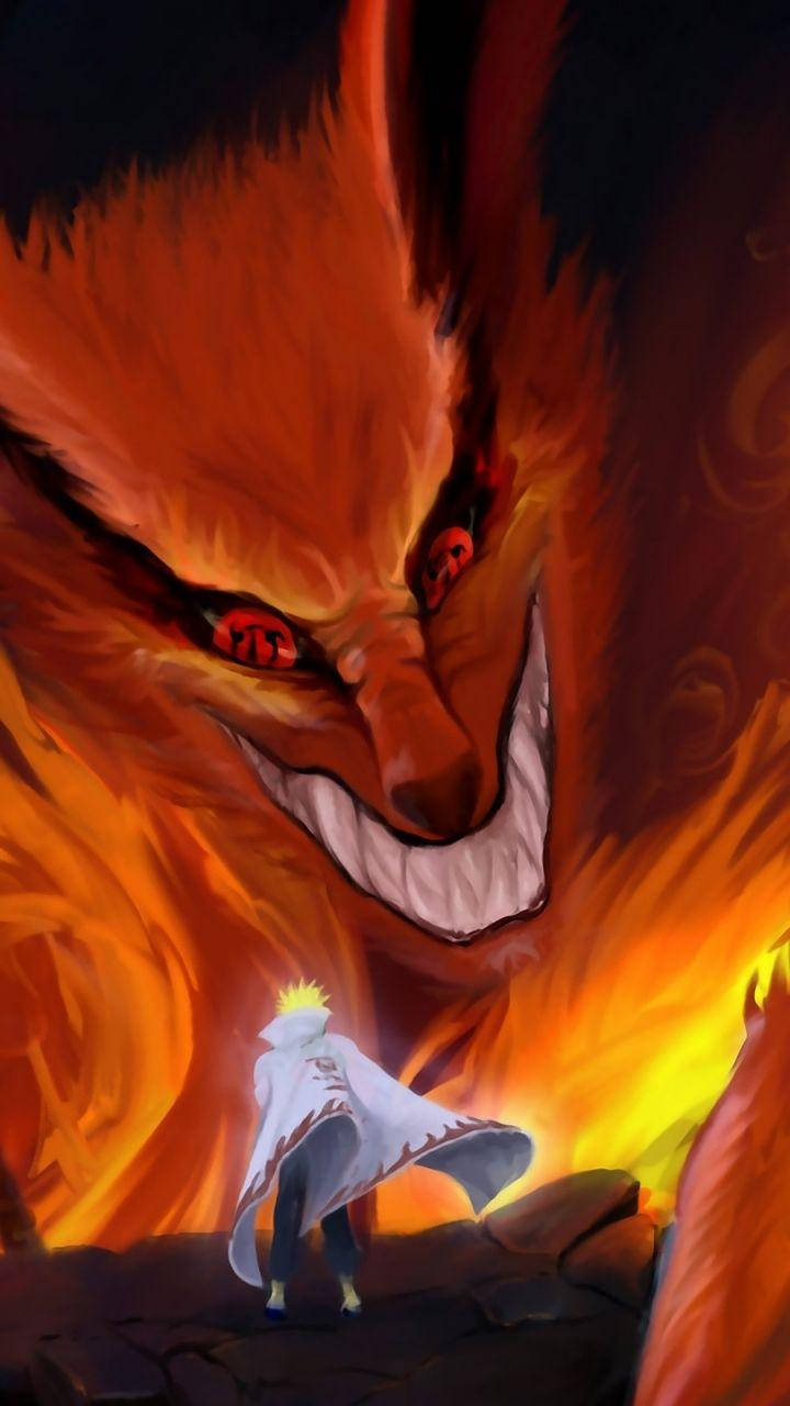 Minato And Kurama Naruto Phone Wallpaper