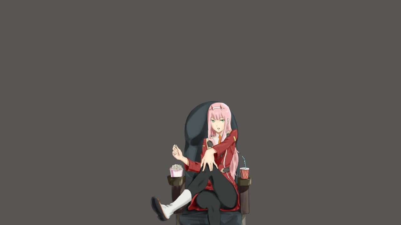 Minimal Sakura Anime Sit Down Wallpaper