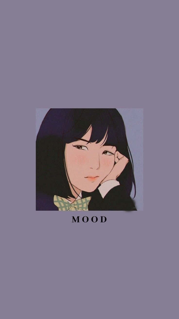 Minimalist Anime Cartoon Girl Mood Wallpaper