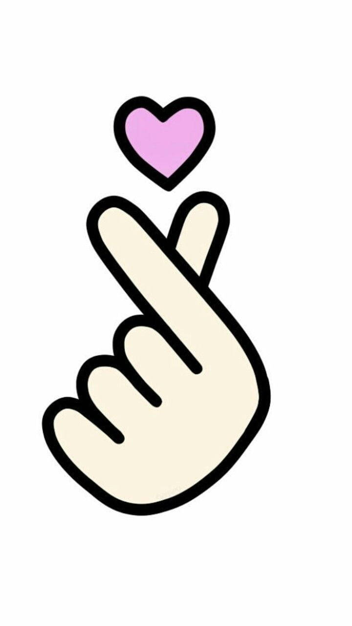 Minimalist Saranghae Finger Heart Wallpaper