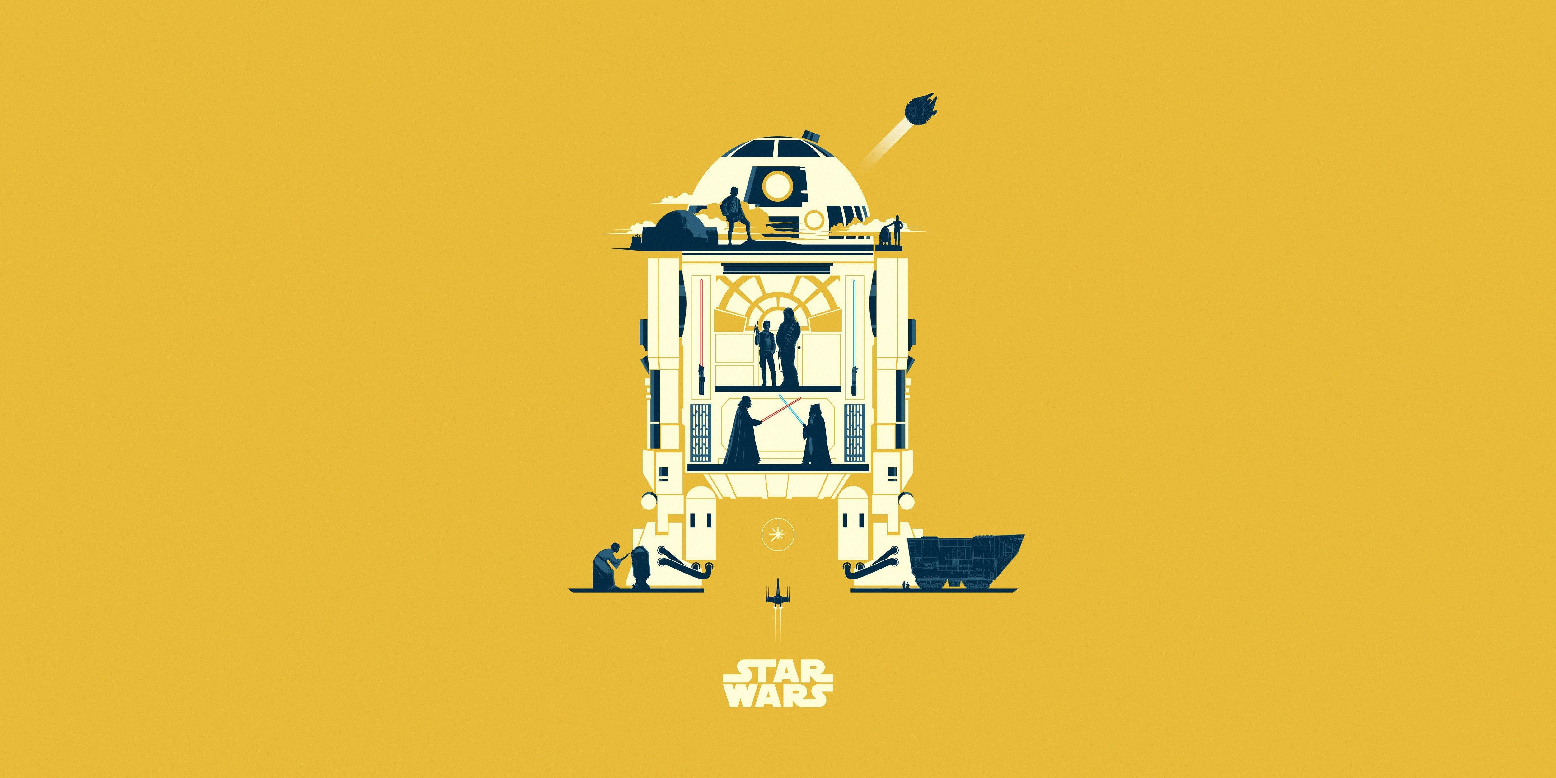 Minimalist Star Wars Yellow Background Wallpaper
