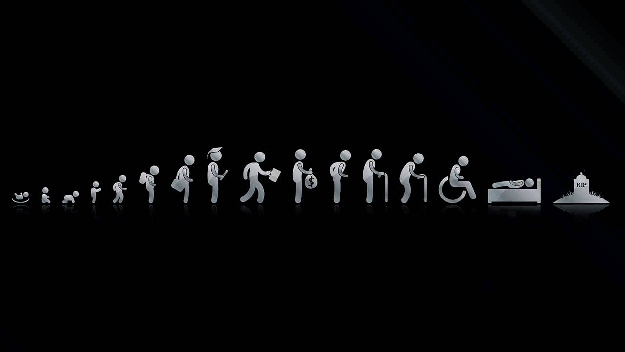 Minimalist Stickman Life Cycle Wallpaper