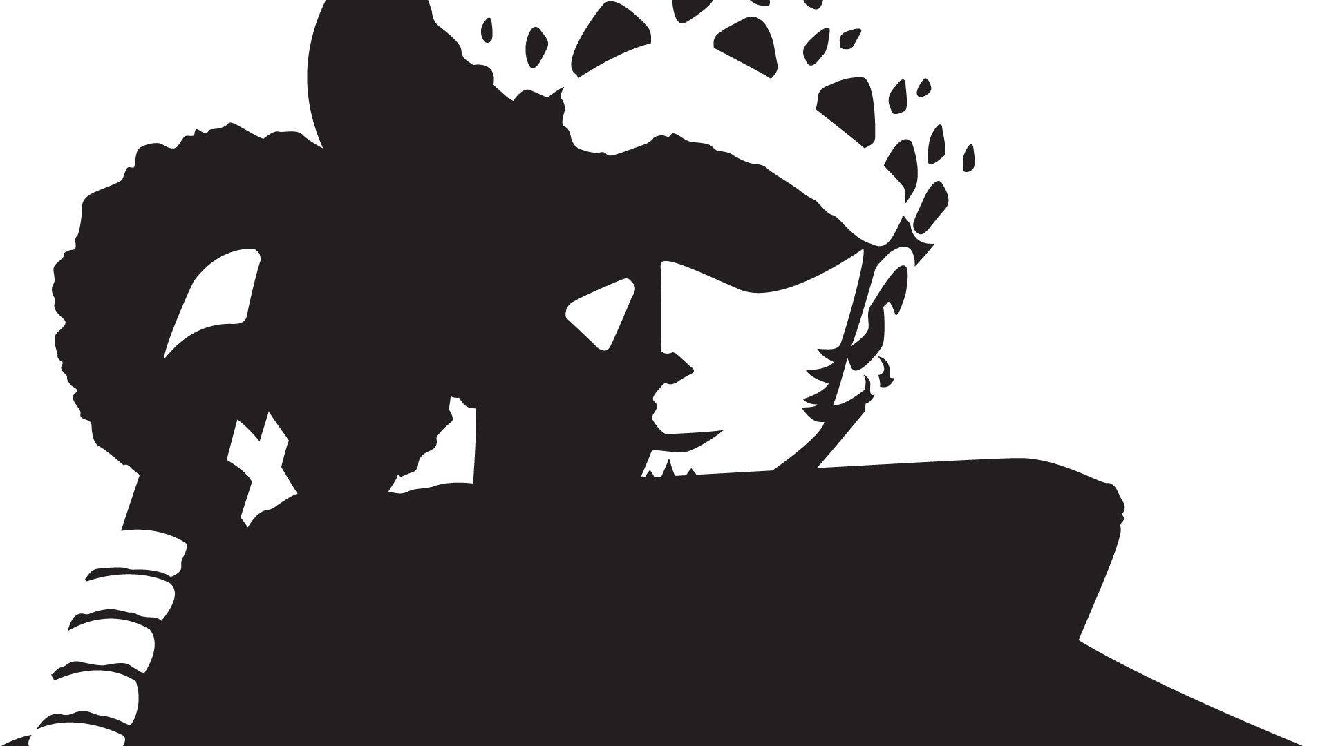 Minimalist Trafalgar Law One Piece Black And White Wallpaper