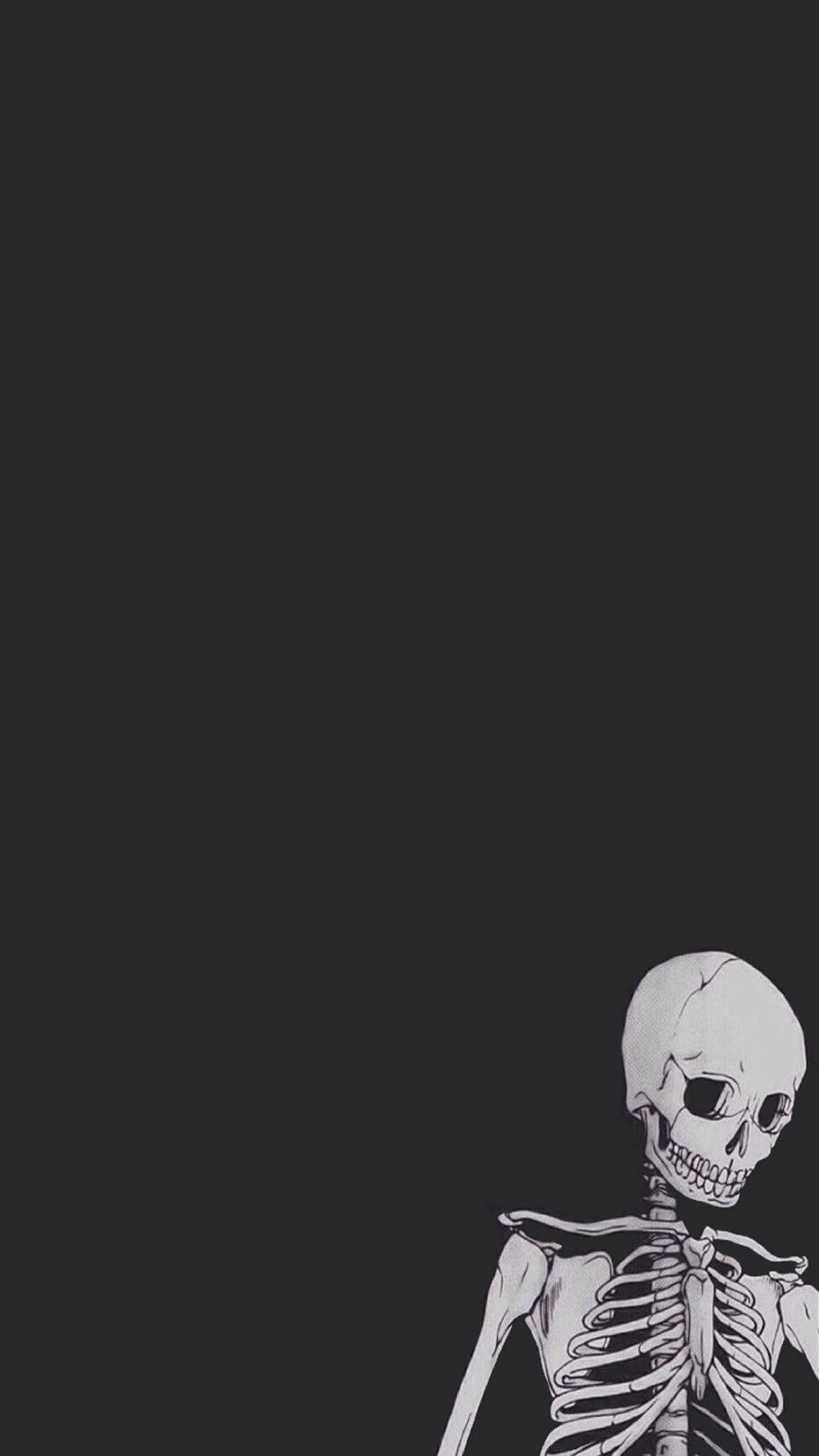 Minimalistic And Cute Skeleton Iphone Art Wallpaper