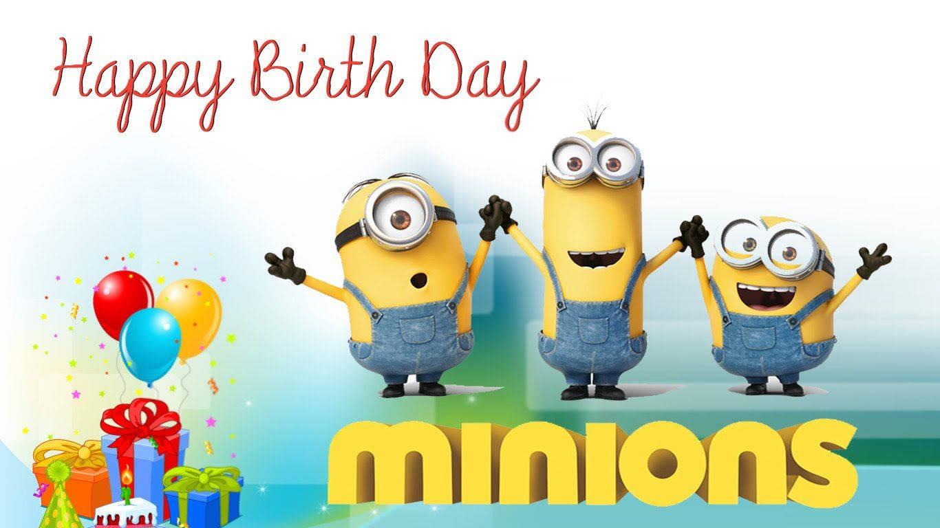 Minion Birthday With Gifts And Balloons Wallpaper