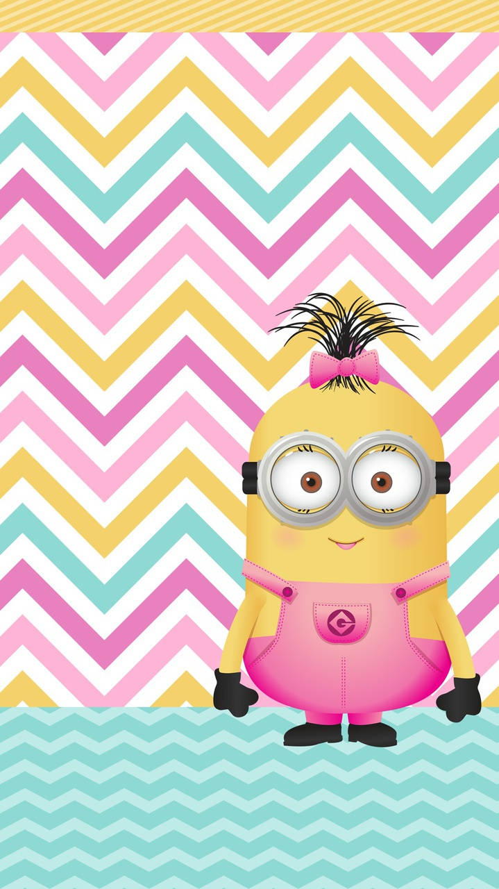 Minion In Pink With Gift Wrap Background Wallpaper