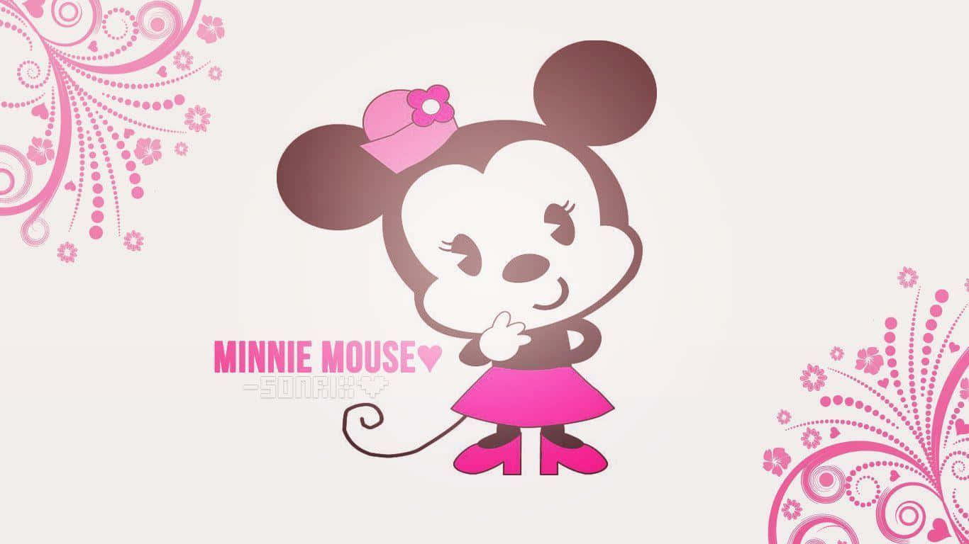 Minnie Mouse Looking Beautiful In Her Signature Pink Dress. Wallpaper