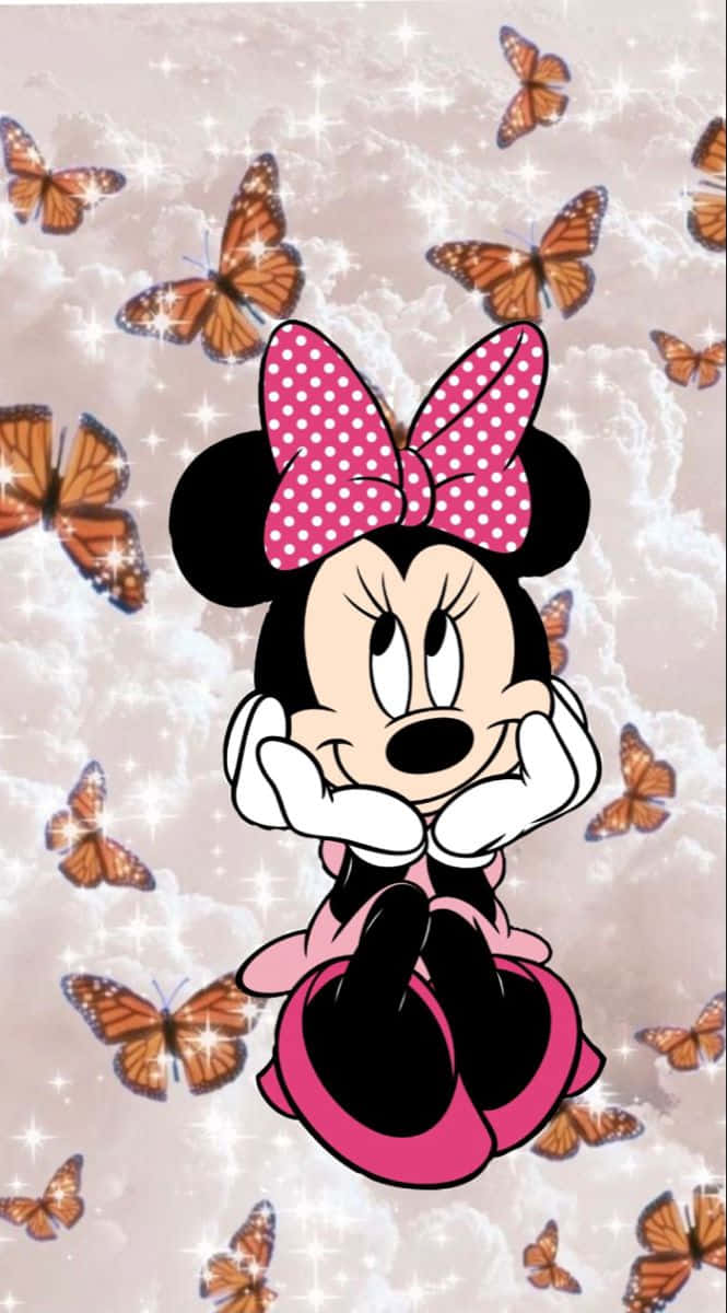 Minnie Mouse Looking Cute And Stylish In A Pink Outfit Wallpaper