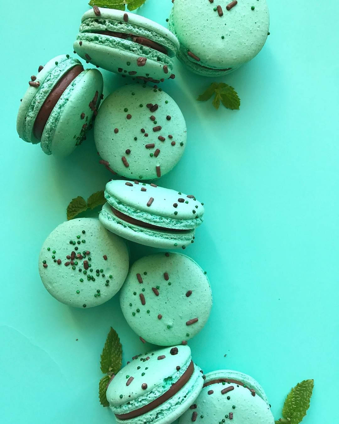 Mint Green Macaroons Wallpaper