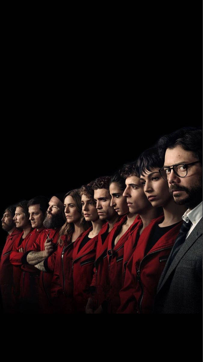 Money Heist Casts In Line Portrait Wallpaper