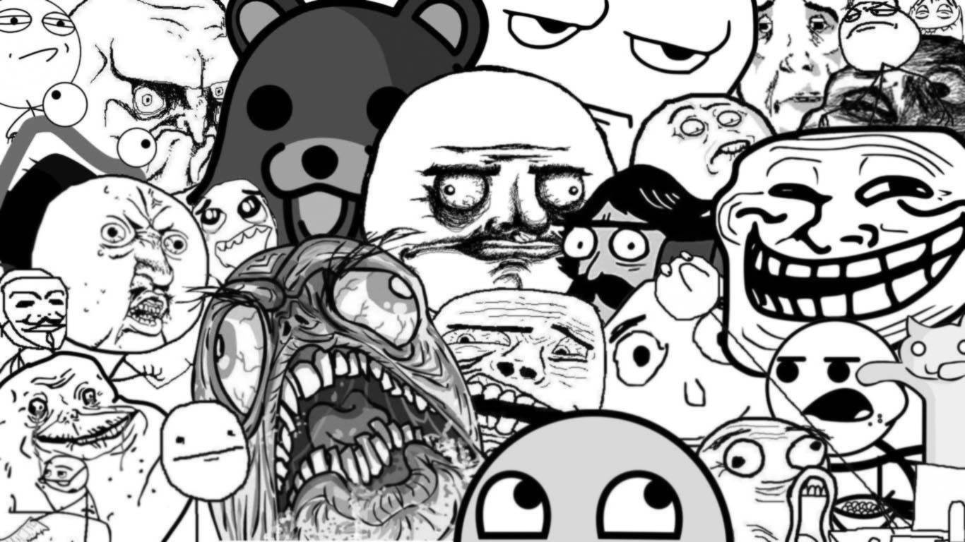 Monochromic Troll Faces Funny Meme Wallpaper