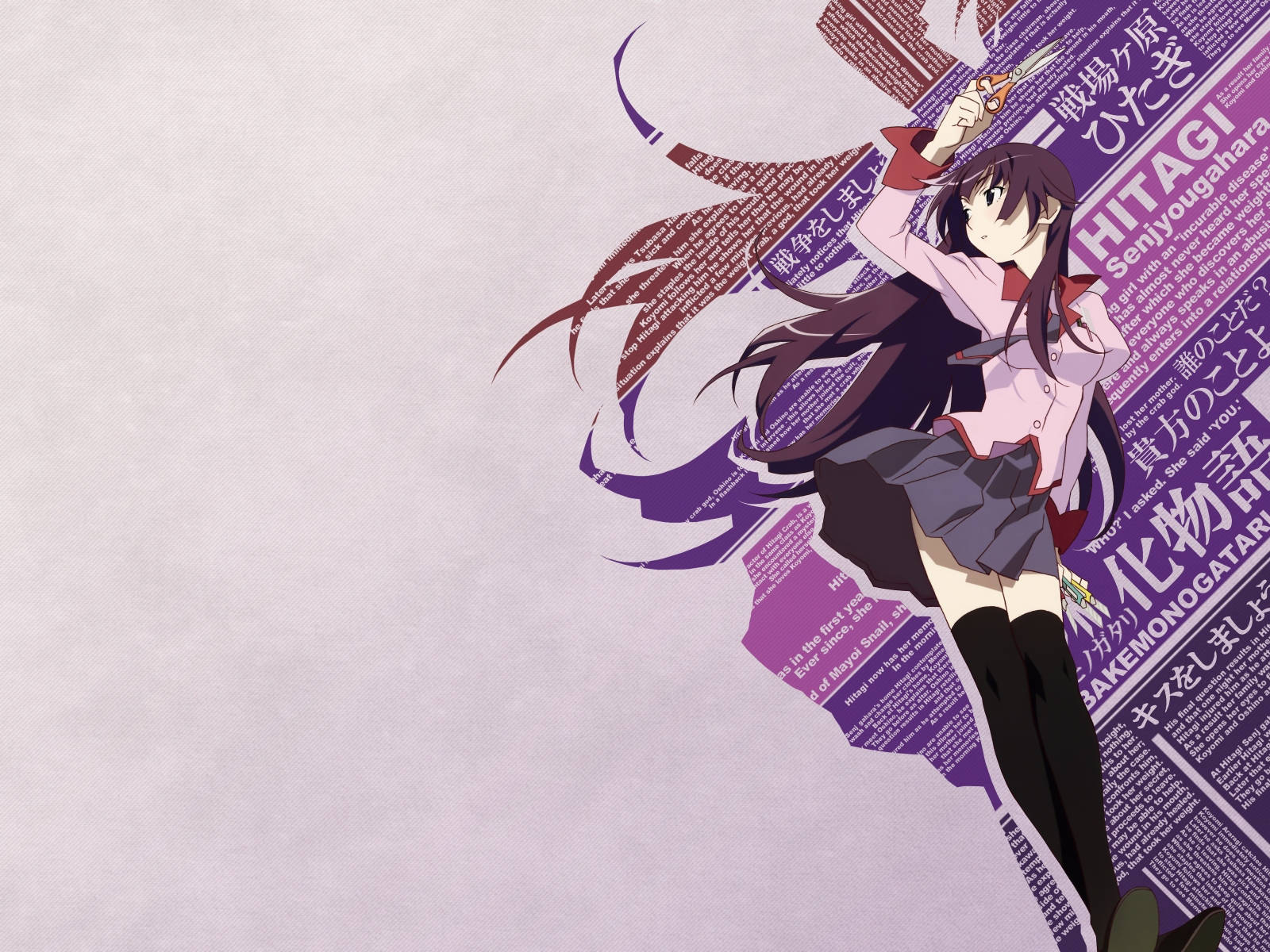 Monogatari Purple Hitagi Senjougahara Wallpaper