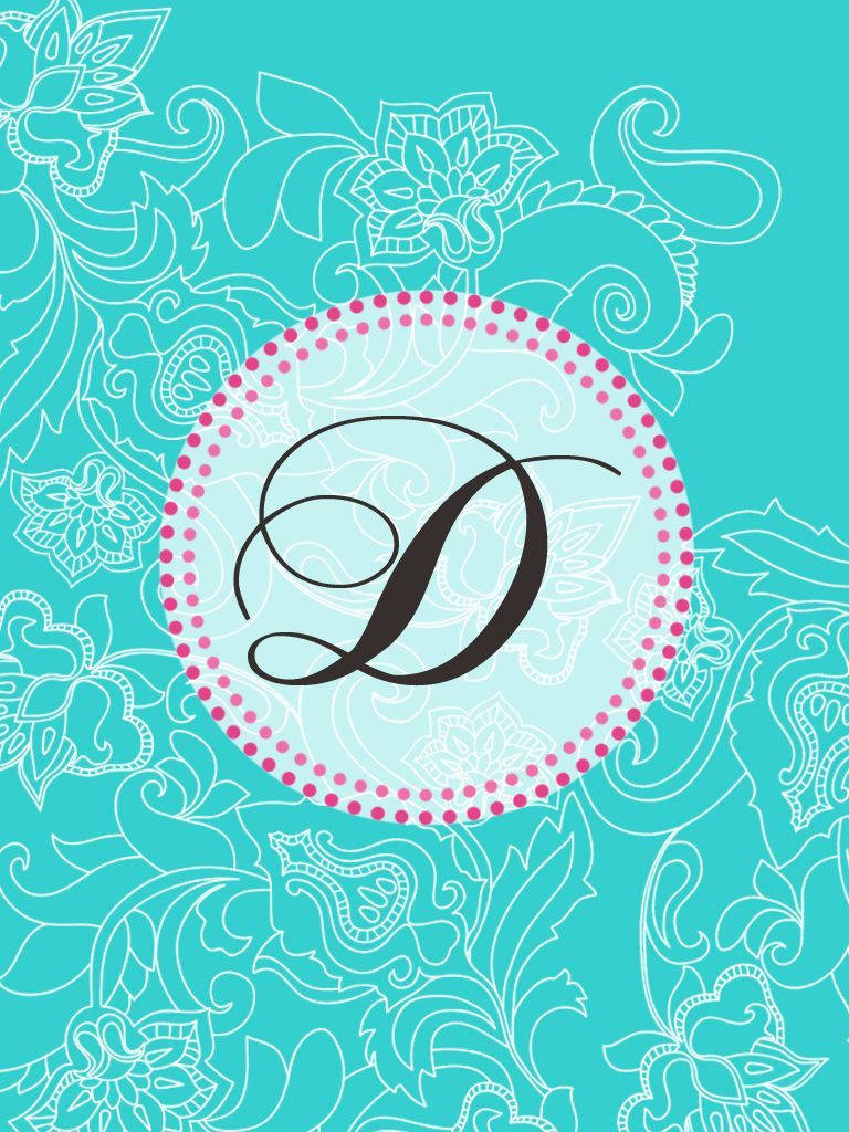 Monogram D In Turquoise Blue Wallpaper