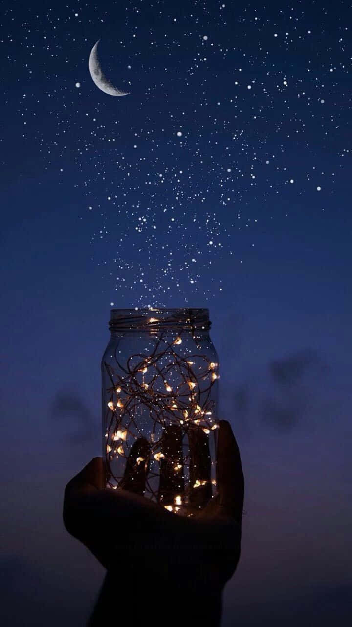 Moon And Stars Iphone Light In A Jar Wallpaper