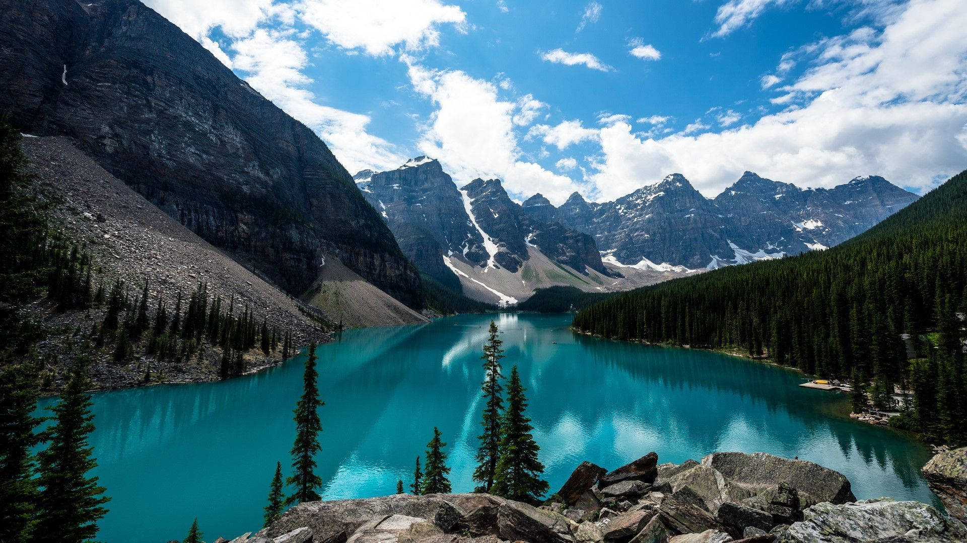 Moraine Lake In Banff National Park For Monitor Wallpaper