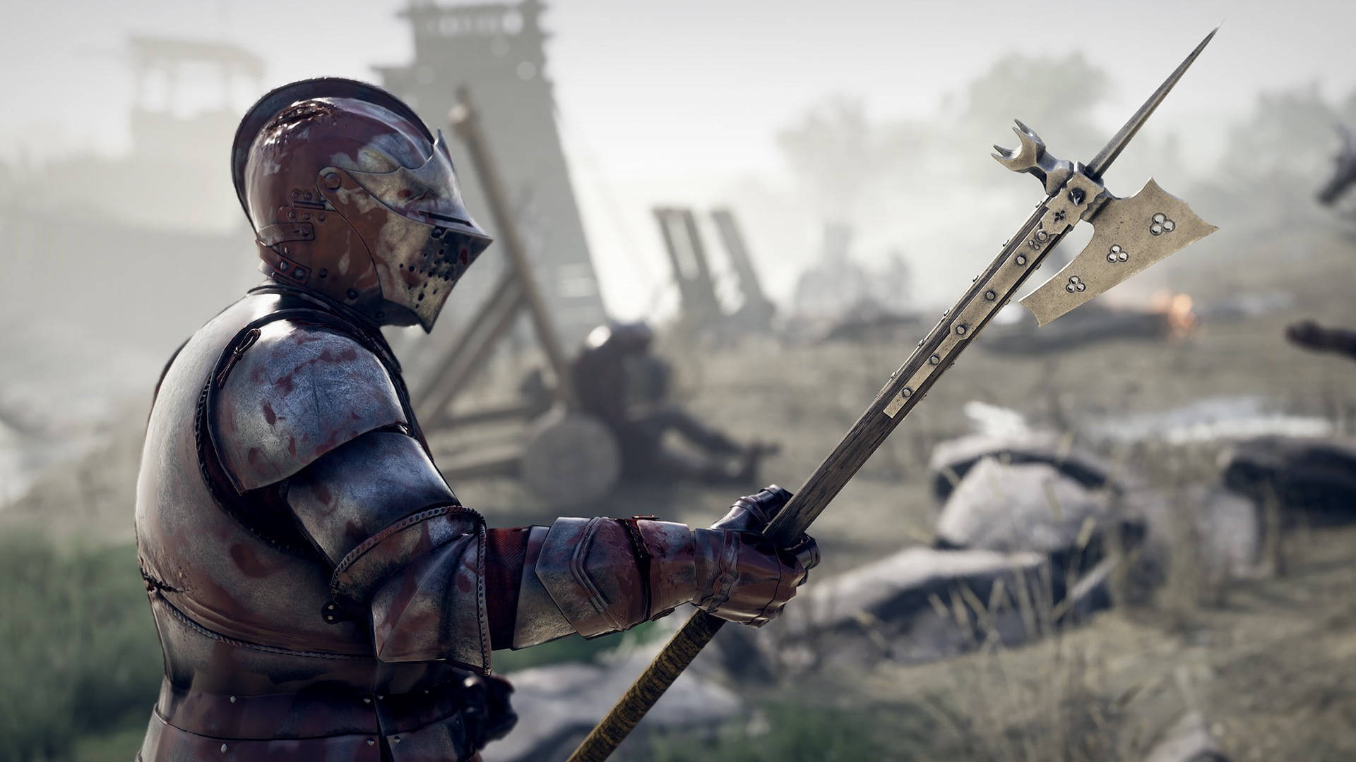 Mordhau Knight Holding A Custom Halberd Wallpaper