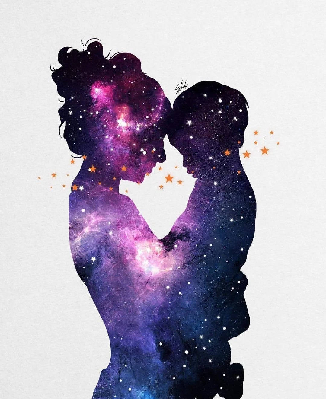 Mother And Daughter Galaxy Graphic Wallpaper