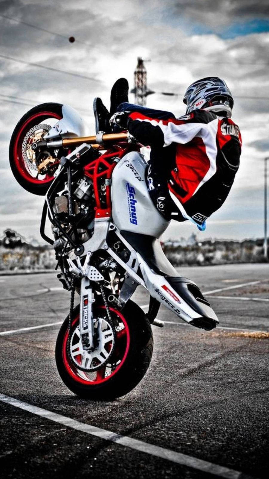 Motorcycle Rider Wheelie Sports Iphone Wallpaper