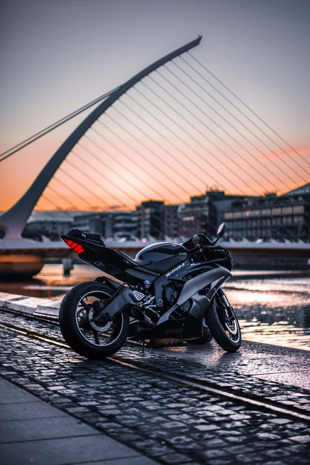 Motorcycle Sunset Harbor Bridge Wallpaper