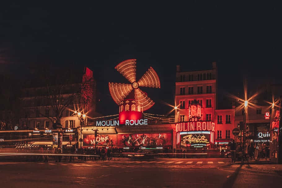 Moulin Rouge Nighttime Exterior Wallpaper