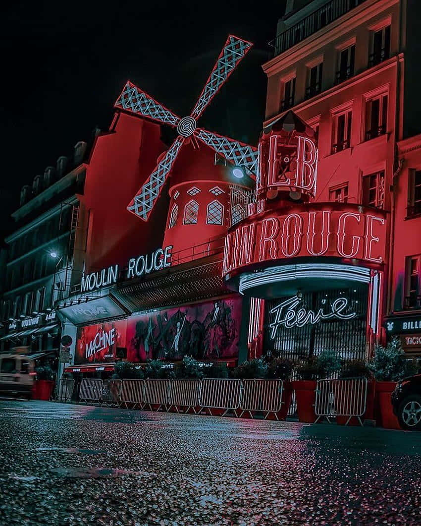 Moulin Rouge Paris Nighttime Wallpaper