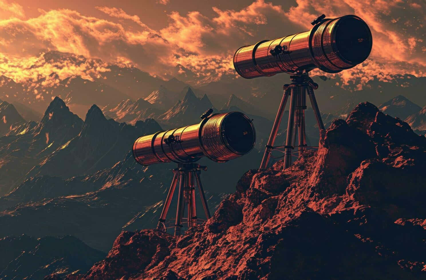 Mountain_ Top_ Telescopes_at_ Sunset.jpg Wallpaper