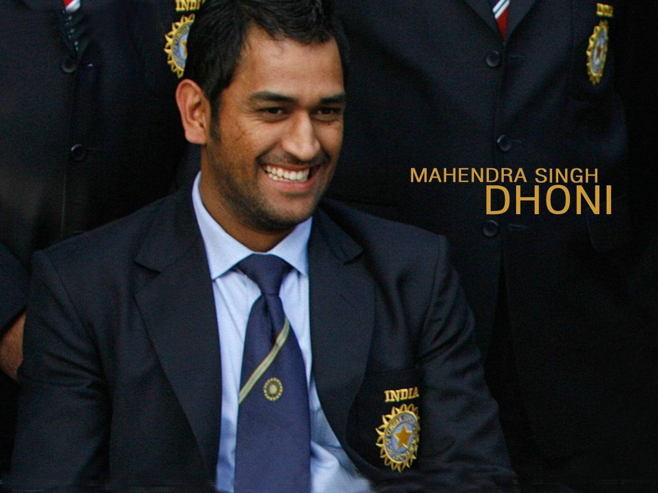 Ms Dhoni In Black Suit Wallpaper