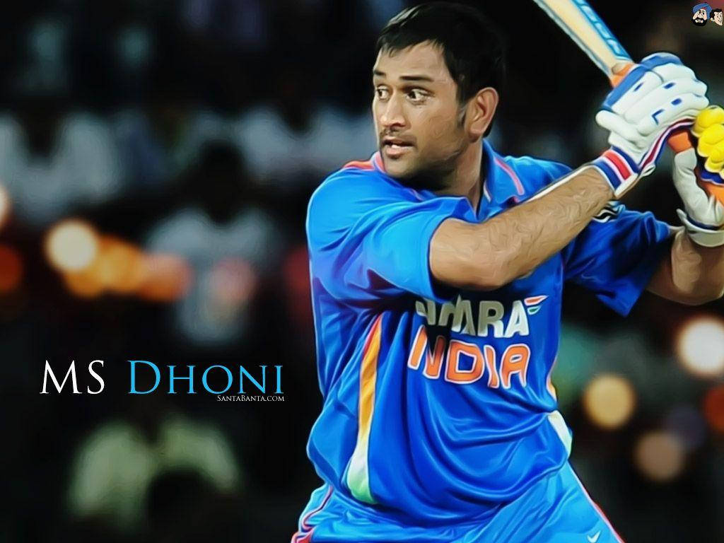 Ms Dhoni Striking Stance Wallpaper