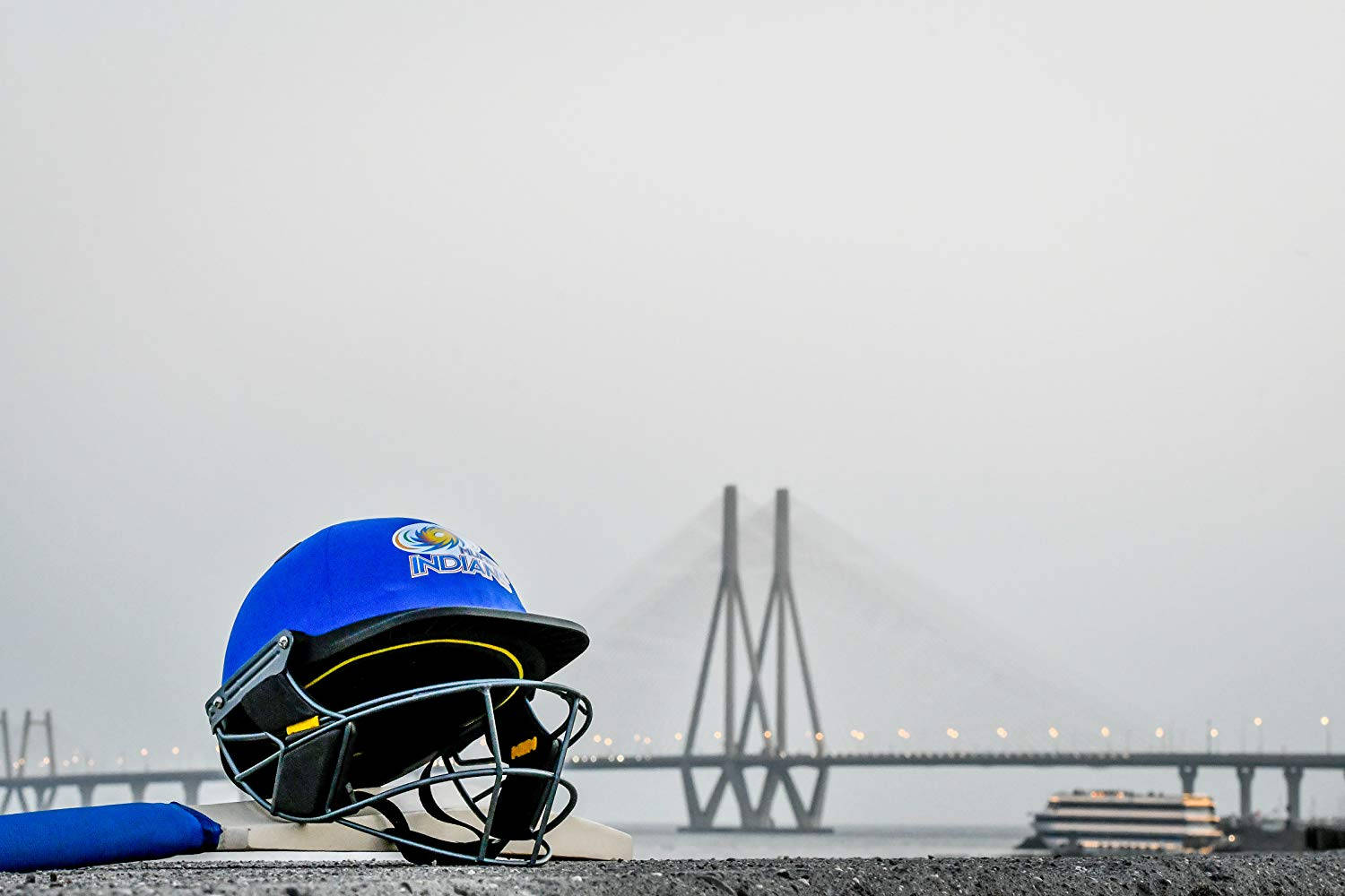 Mumbai Indians' Signature Bright Blue Helmet Wallpaper