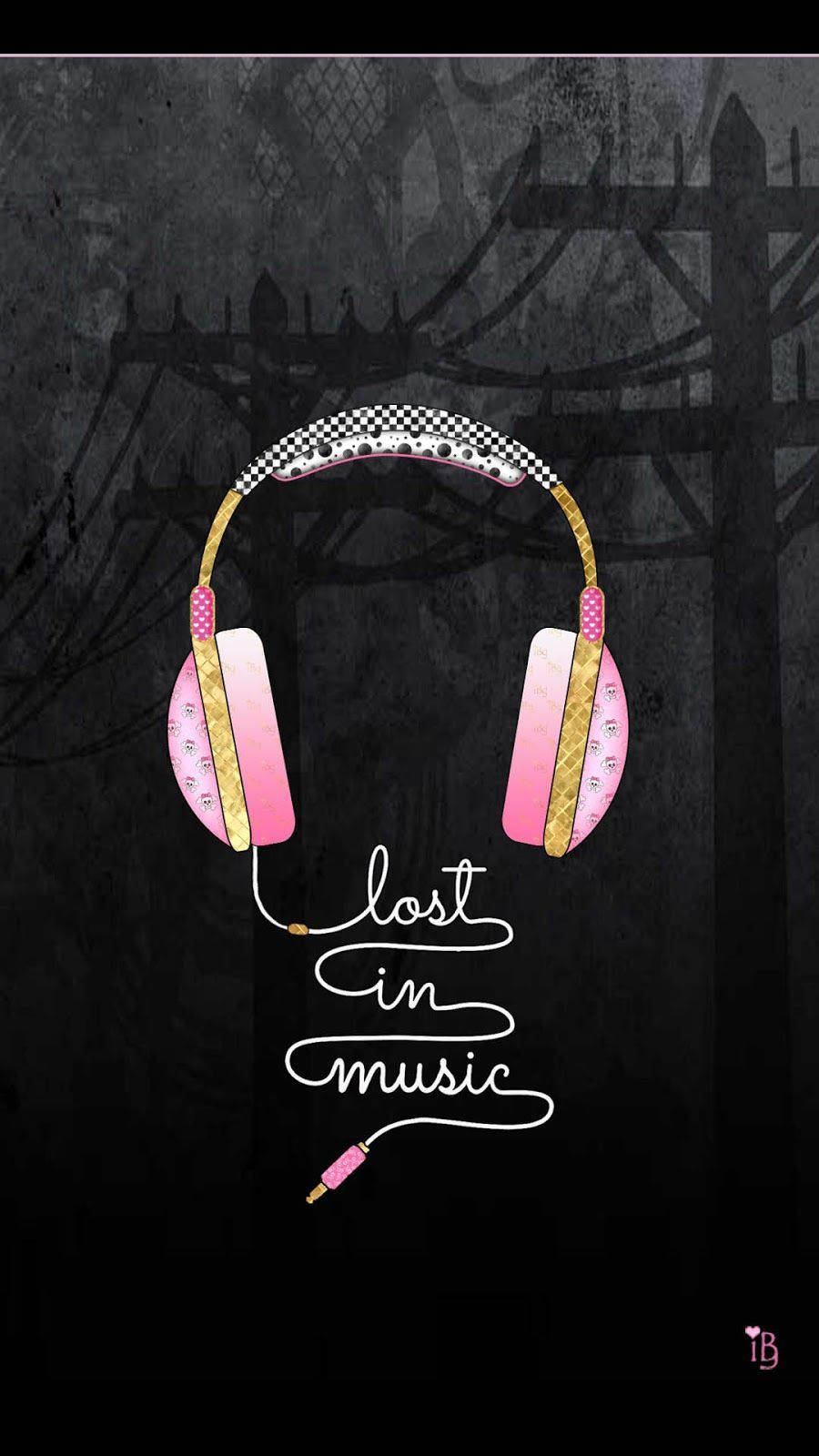 Music Phone Pink Headphones Wallpaper