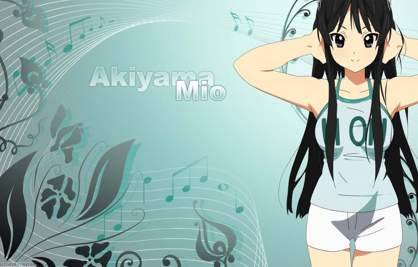 Musician Mio Akiyama Playing Bass Guitar Wallpaper