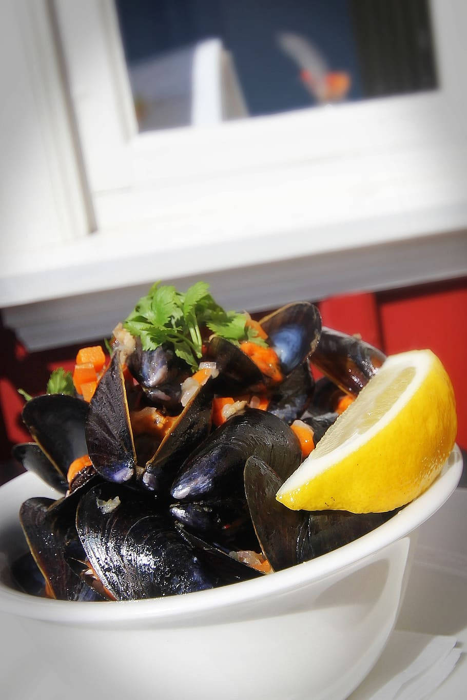 Mussel Served On White Bowl Wallpaper