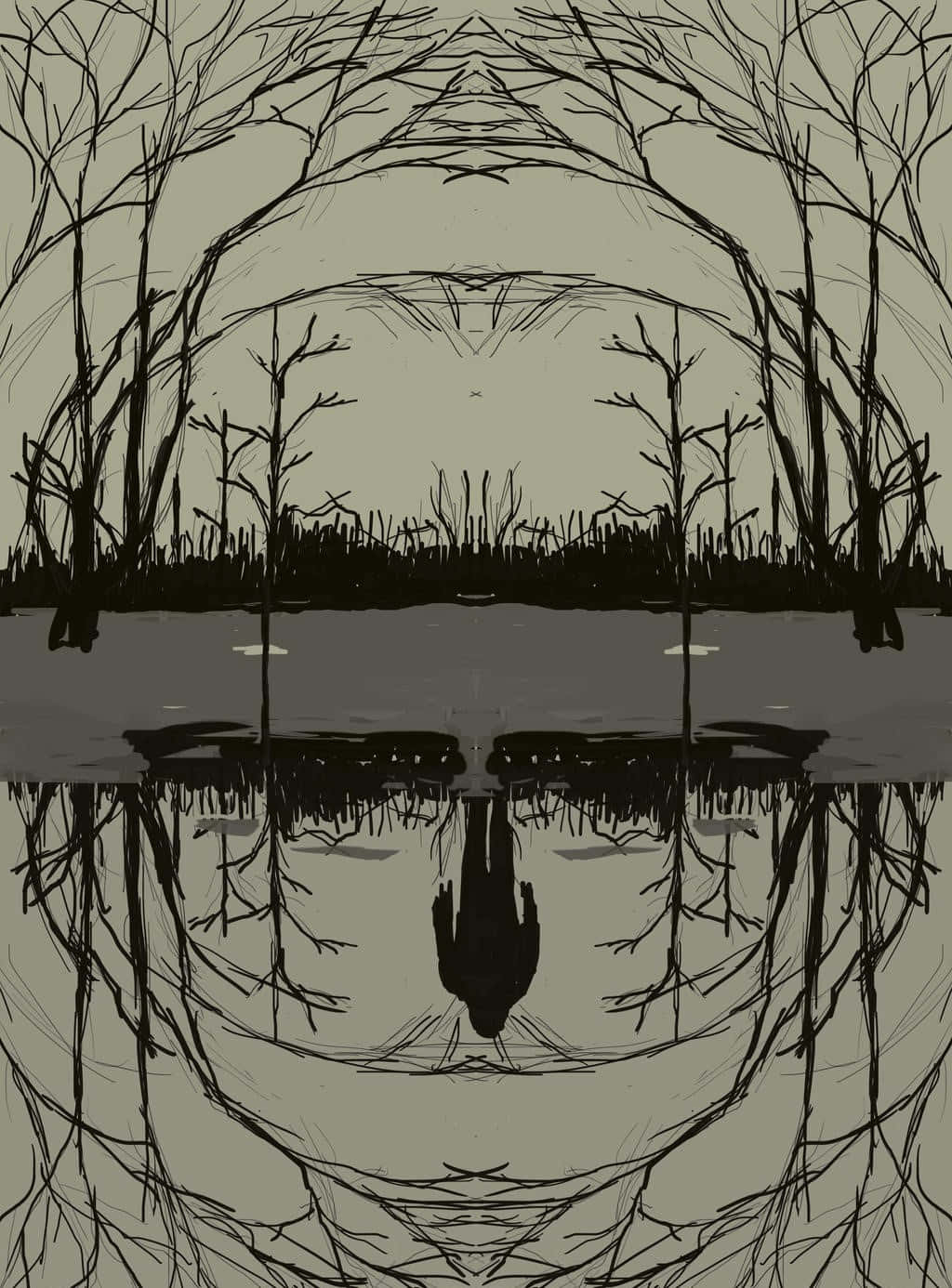 Mysterious Forest Reflection Wallpaper