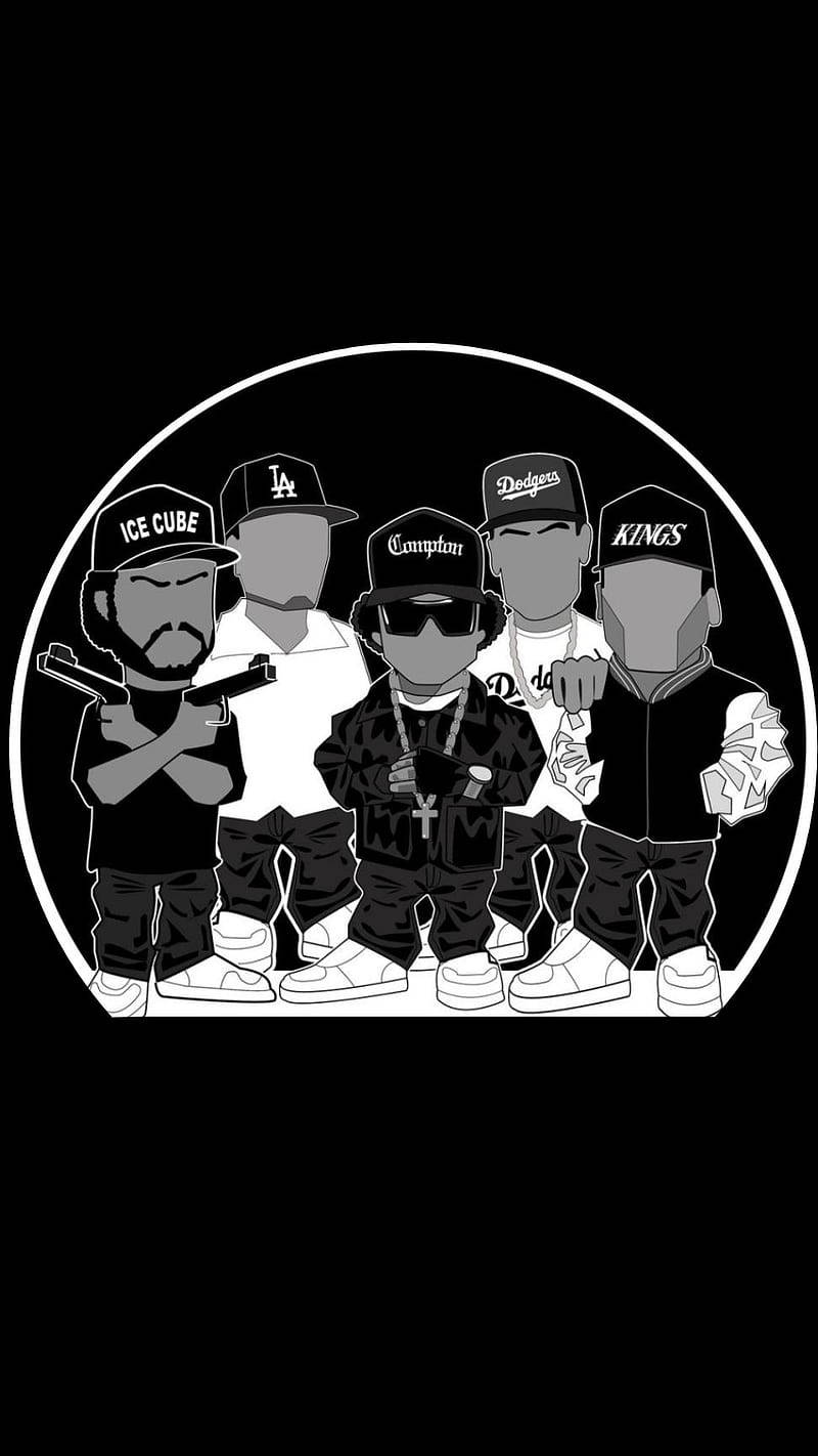 N.w.a. Hip Hop Group Caricature Vector Art Wallpaper