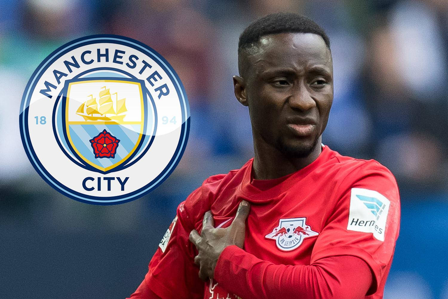 Naby Keita Manchester City Logo Wallpaper