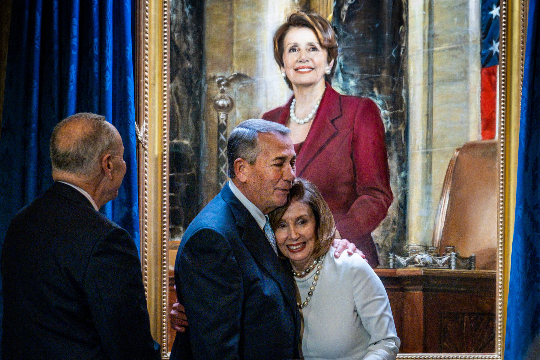 Nancy Pelosi Receiving A Heartfelt Hug - A Captivating Painting Wallpaper