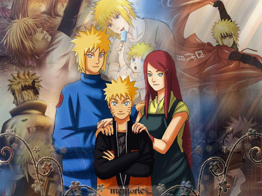 Naruto Receiving Comfort And Support From His Parents In Naruto Shippuden Wallpaper