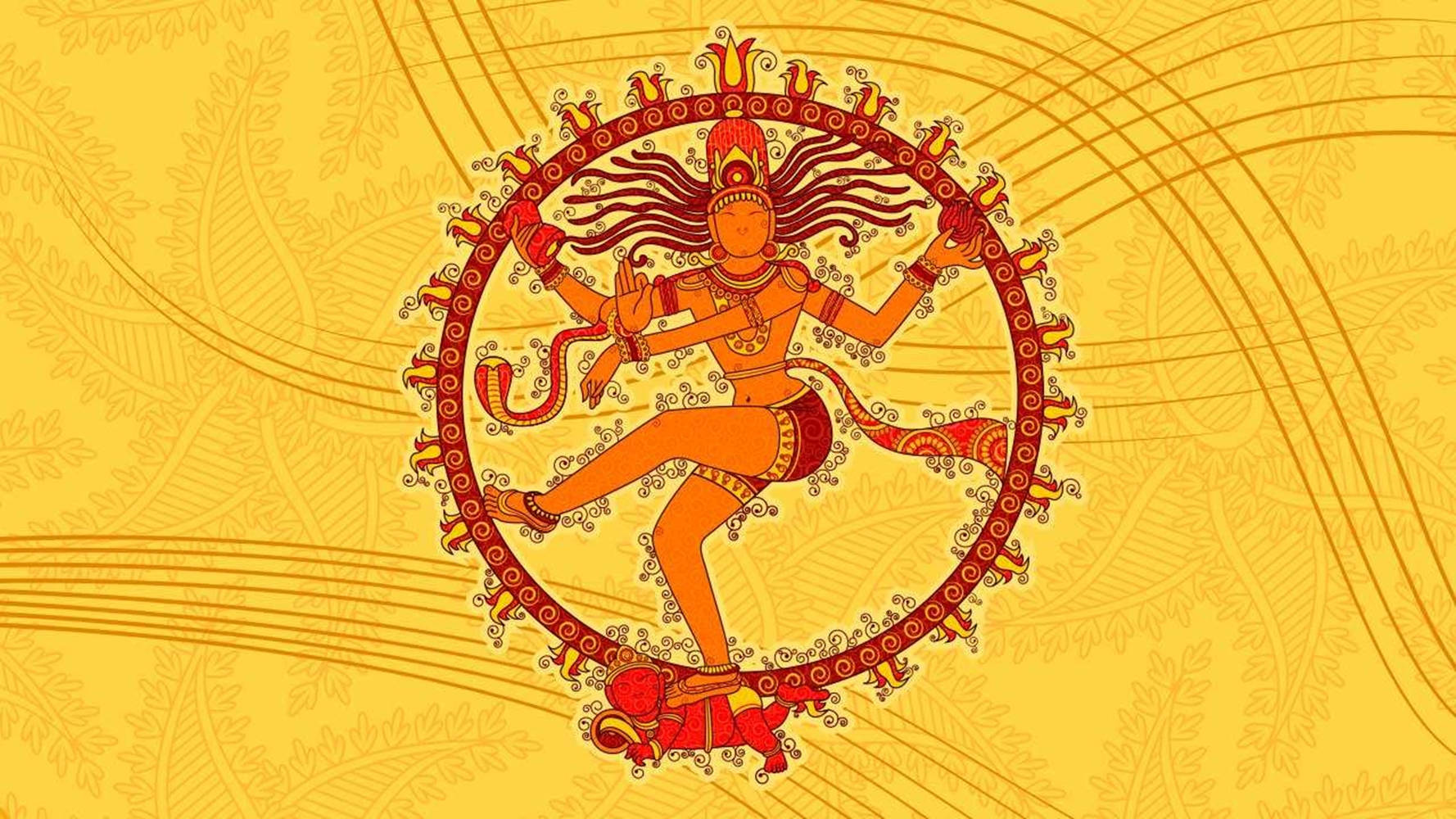 Nataraja Yellow Red Art Wallpaper