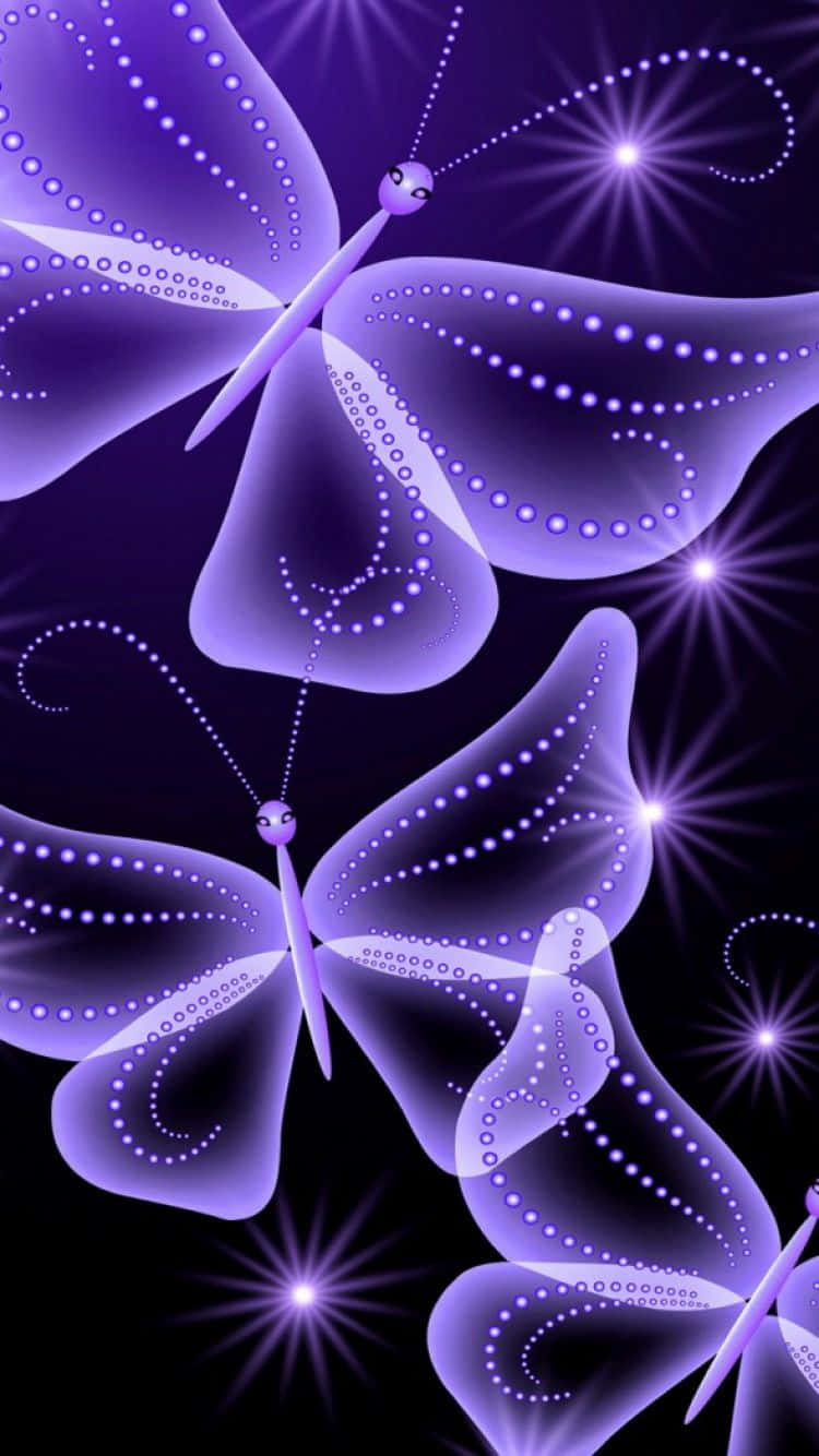 Nature Enchanted - Butterfly On A Purple Iphone Wallpaper