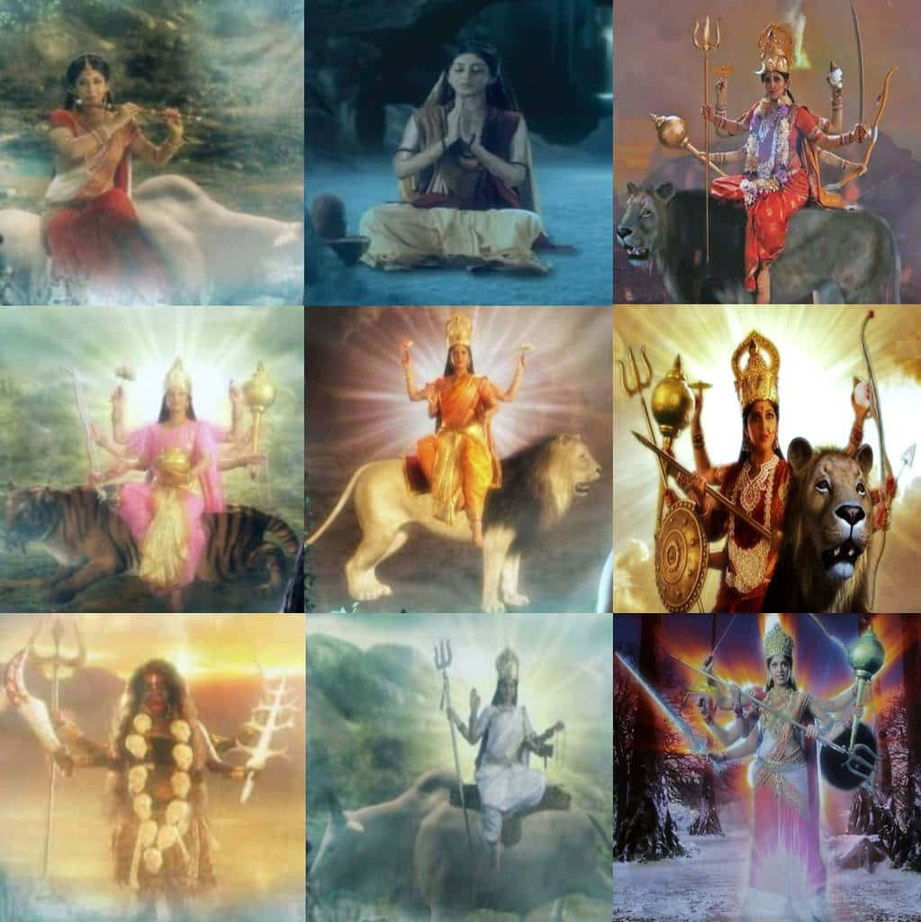 Nav Durga_ Collage_of_ Nine_ Forms Wallpaper