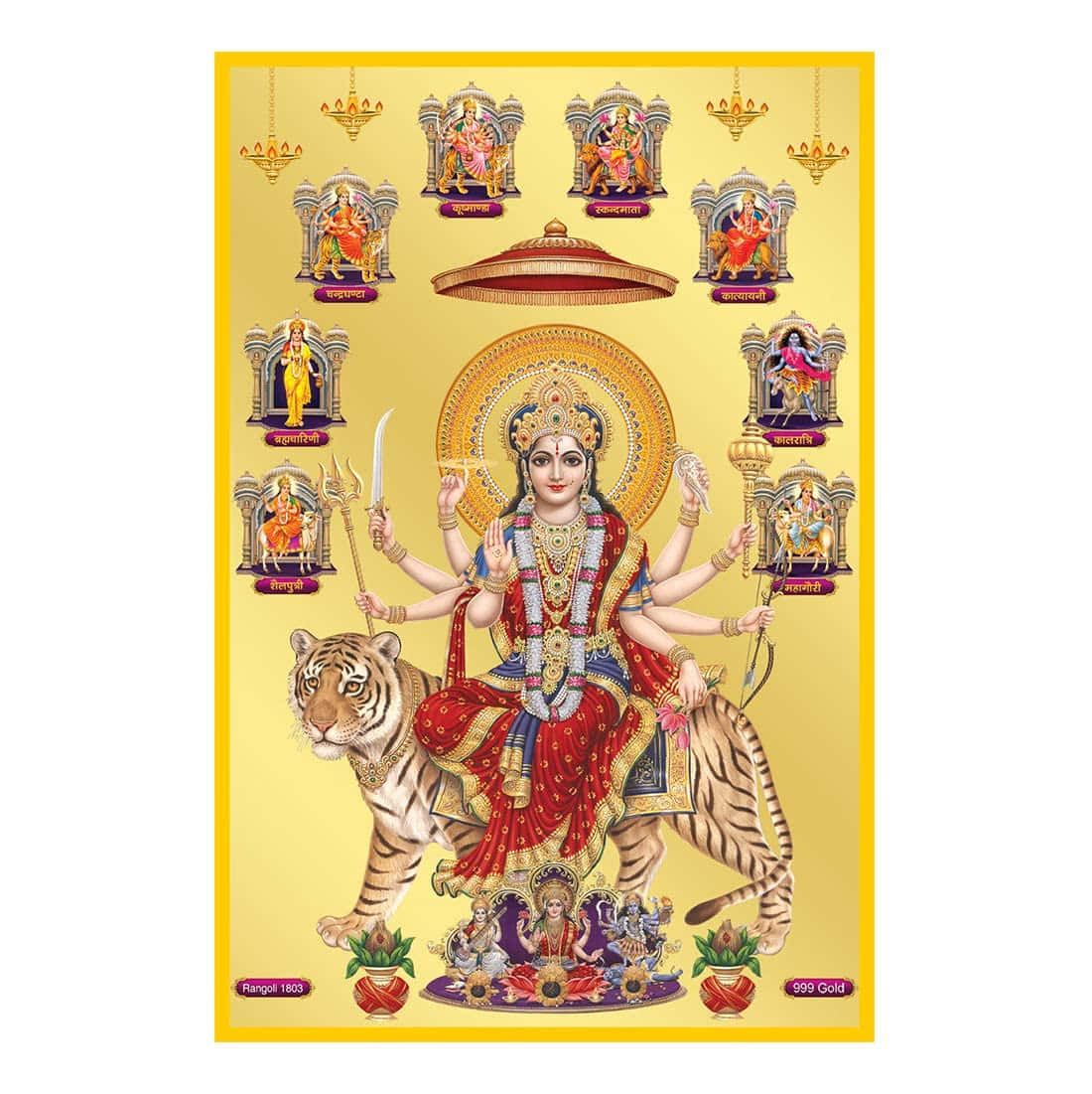 Nav Durga Forms Goddess Religious Artwork Wallpaper