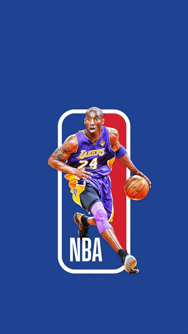 Nba Logo With Lakers Player Wallpaper